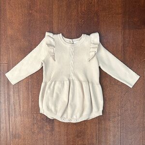 Ashmi & Co. Adorable Neutral Sweater Knit Romper w/ Ruffle Accents, Size 18-24M